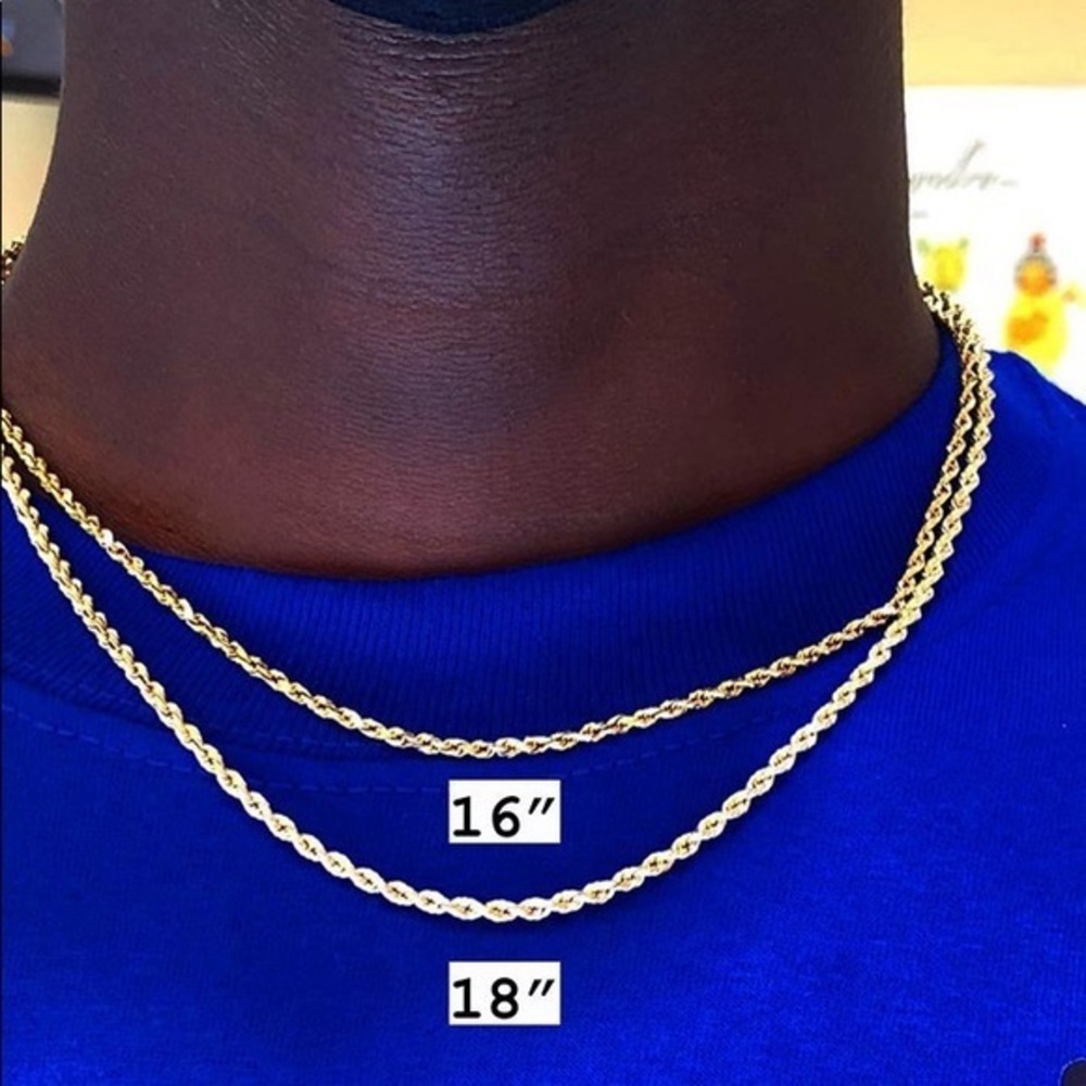 14k yellow gold rope chain 16” inches long 2.5mm